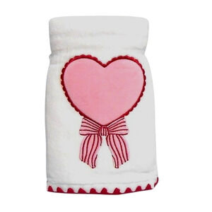 Kassadecor Pink Heart w/ Bow Valentine Hand Towels 18x28 Cotton Set of 2 NEW